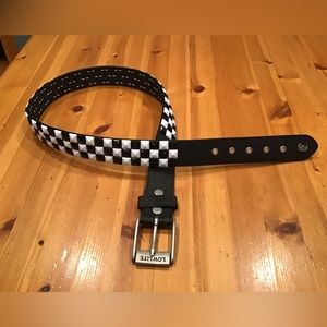LOWLIFE BLACK & WHITE CHECKERBOARD BELT SZ L 1980’s/90’s RETRO PUNK NEW WAVE